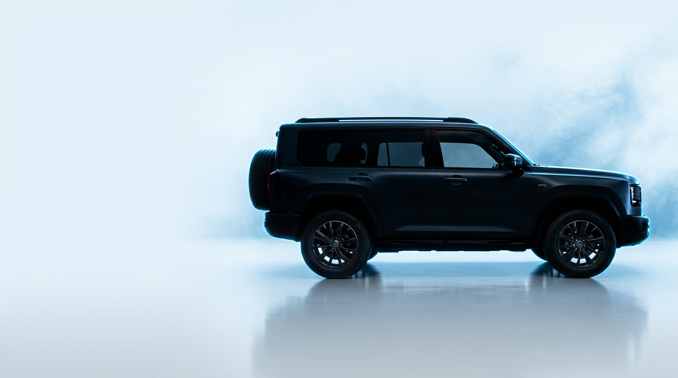 All-new Haval H7 SUV in a bright blue-lit studio